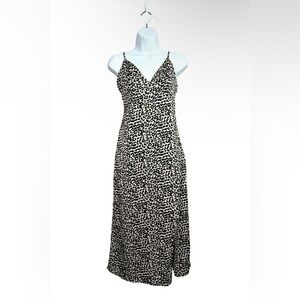 Polly Leopard Print Side Slit Adjustable Strap Vneck Slip Dress Sz8 Sexy Flirty